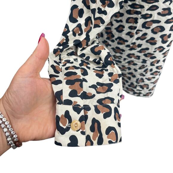 Calvin Klein 100% Silk Leopard Tunic Button Up Tunic Top Sz S Mob Wife Oversized - Picture 4 of 8